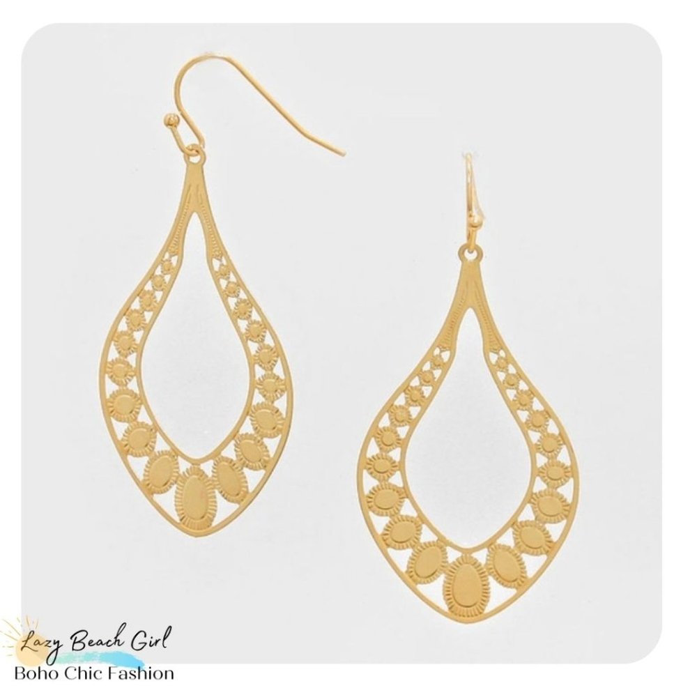 METAL CUTOUT DISC DROP EARRINGS